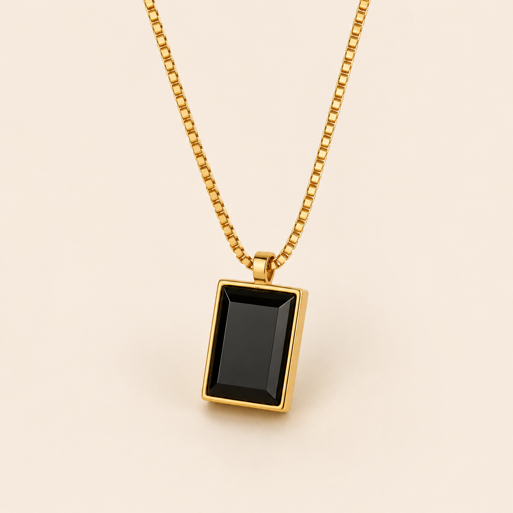 Black Geometric Pendant Necklace