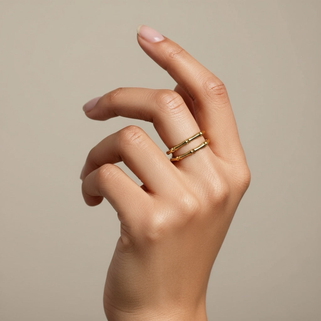 Calienne Bamboo Stack Ring – Gold