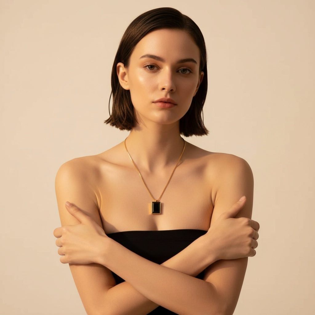 Black Geometric Pendant Necklace