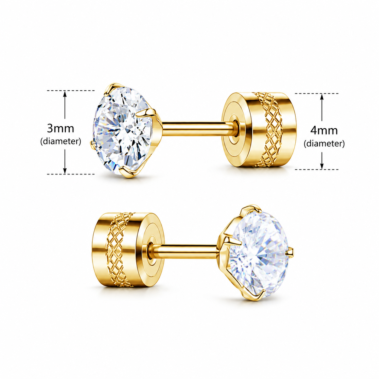 Double ended Stud piercings