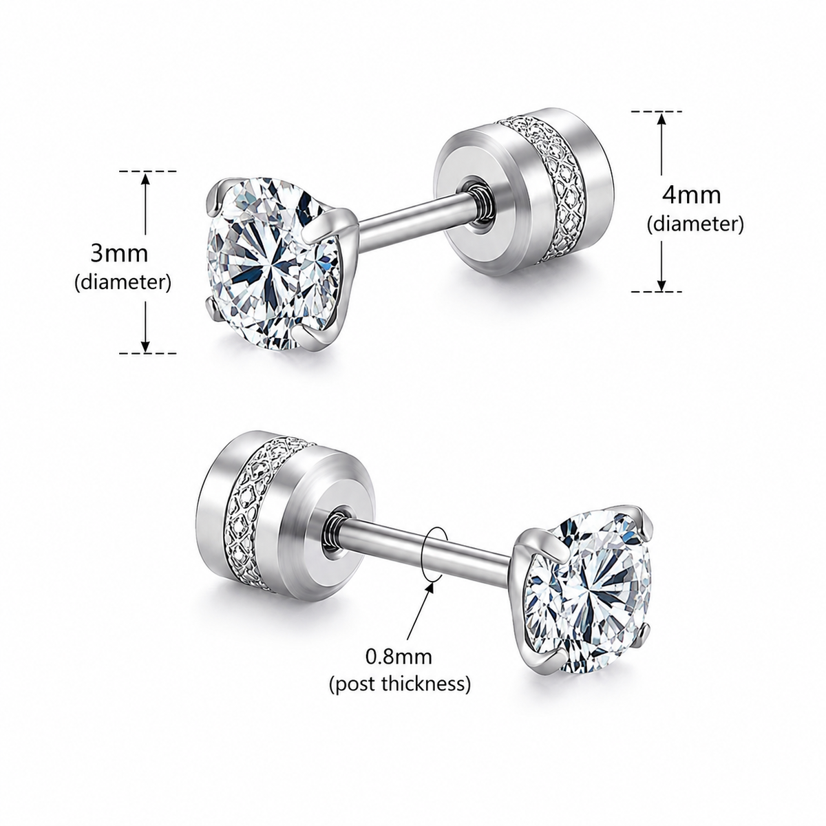 Double ended Stud piercings