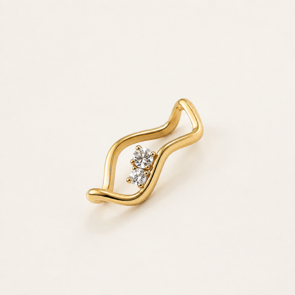 Double Stone Wave Ring