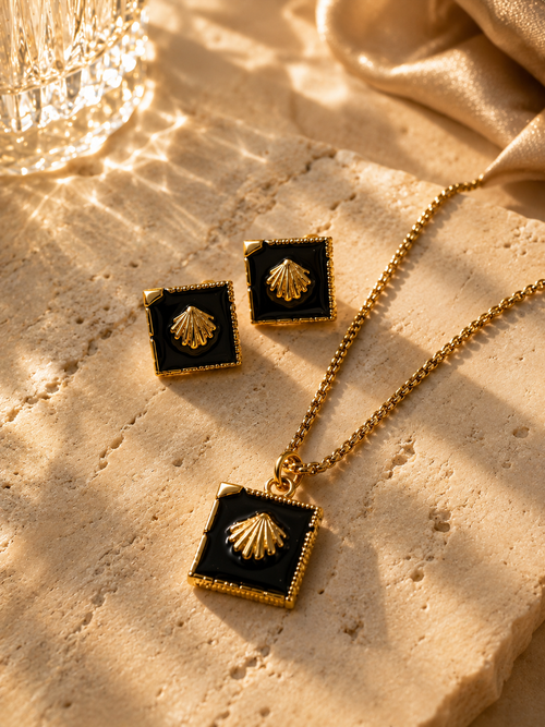 Black Tide Stud Earrings