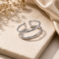 Calienne Bamboo Stack Ring – Silver