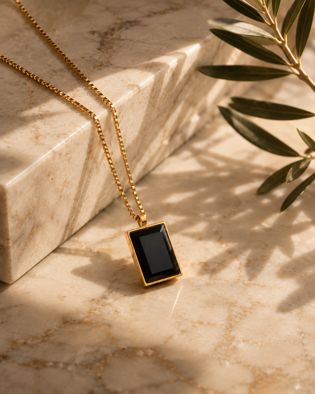 Black Geometric Pendant Necklace
