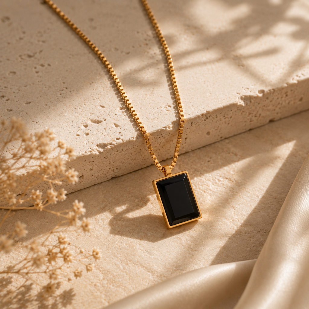 Black Geometric Pendant Necklace