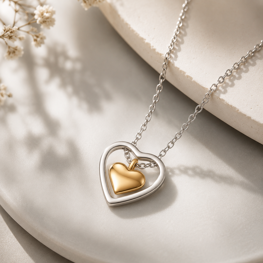 Mixed Metal Heart Necklace