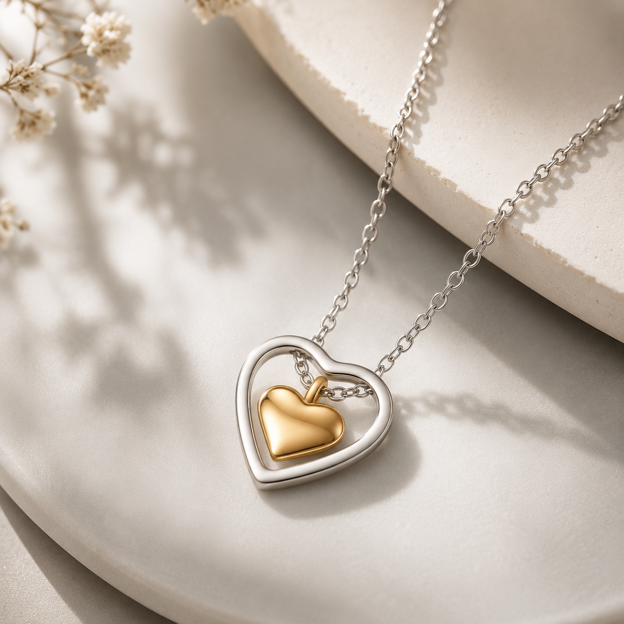 Mixed Metal Heart Necklace