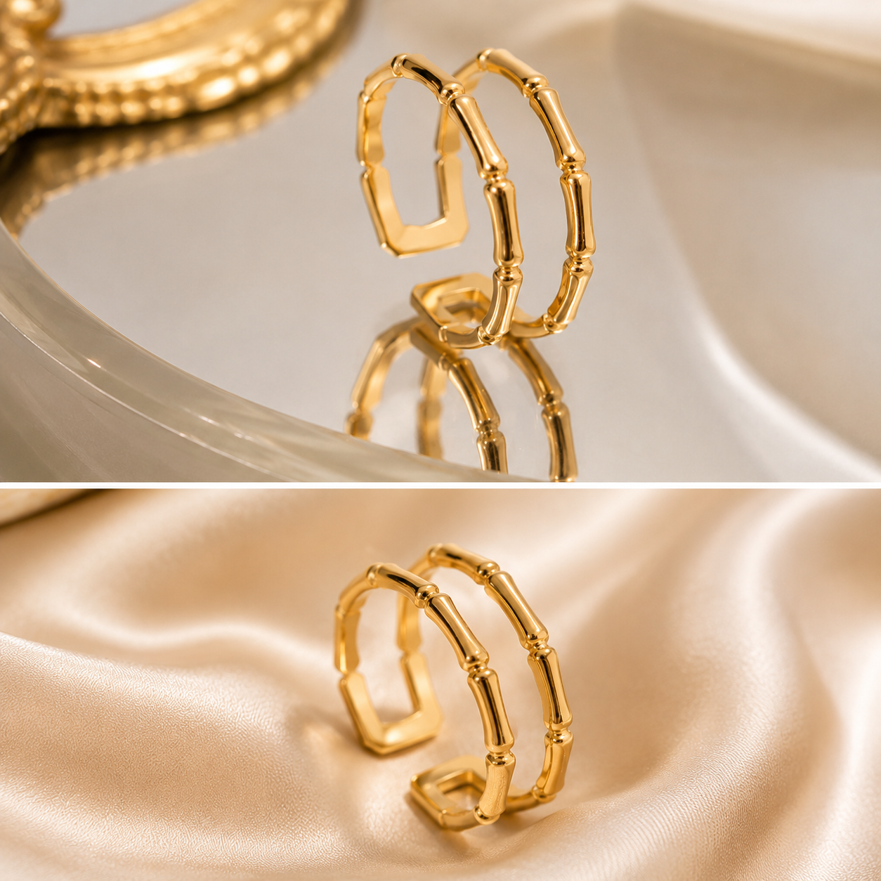 Calienne Bamboo Stack Ring – Gold