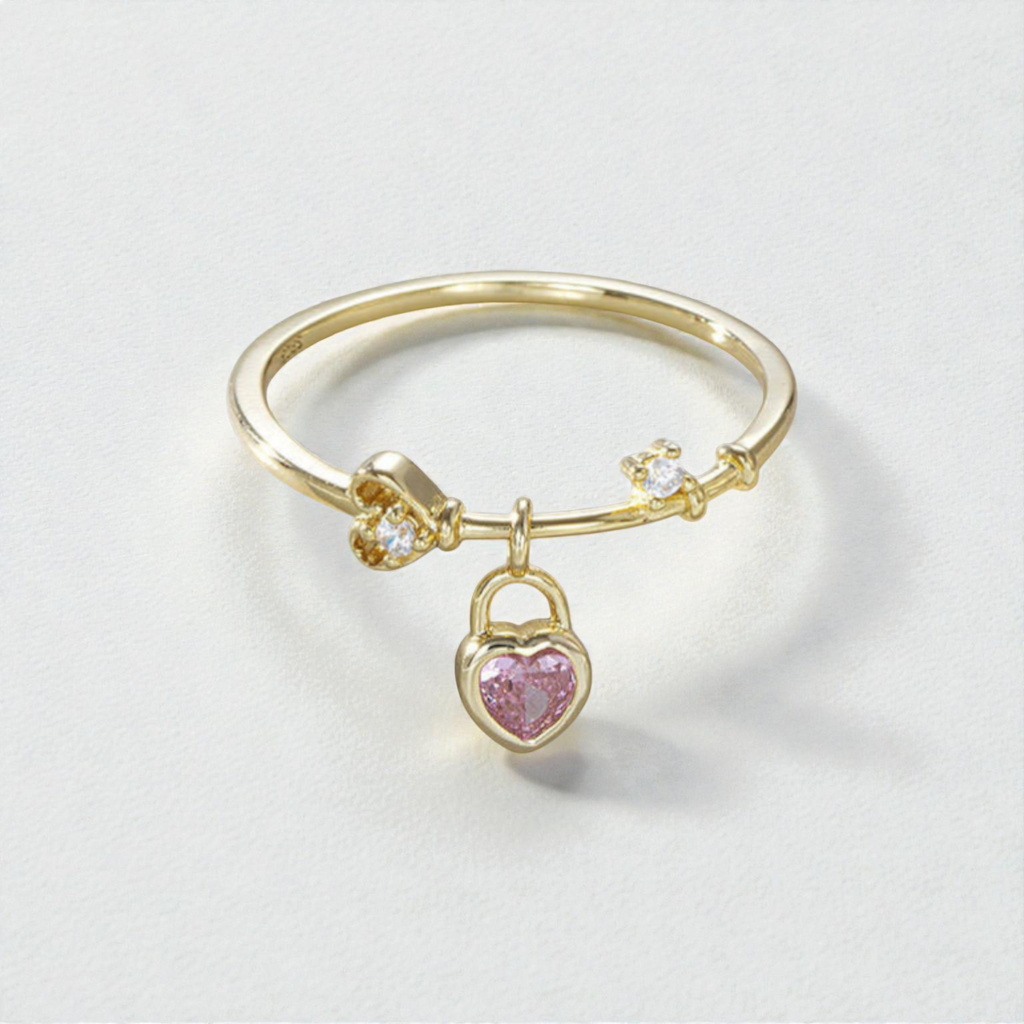 Amora Lock Charm Ring – Gold PVD