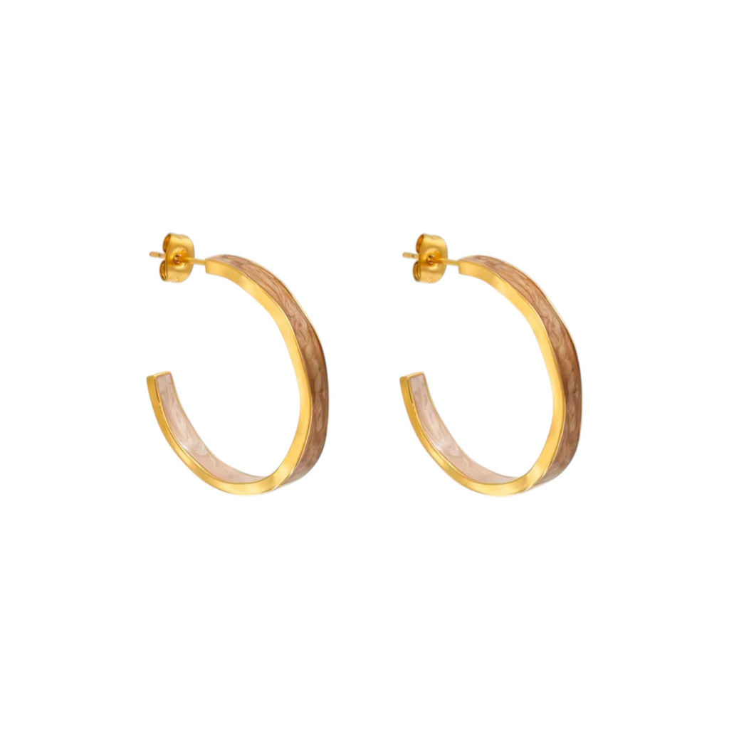 Enamel C Shape Hoop Earrings