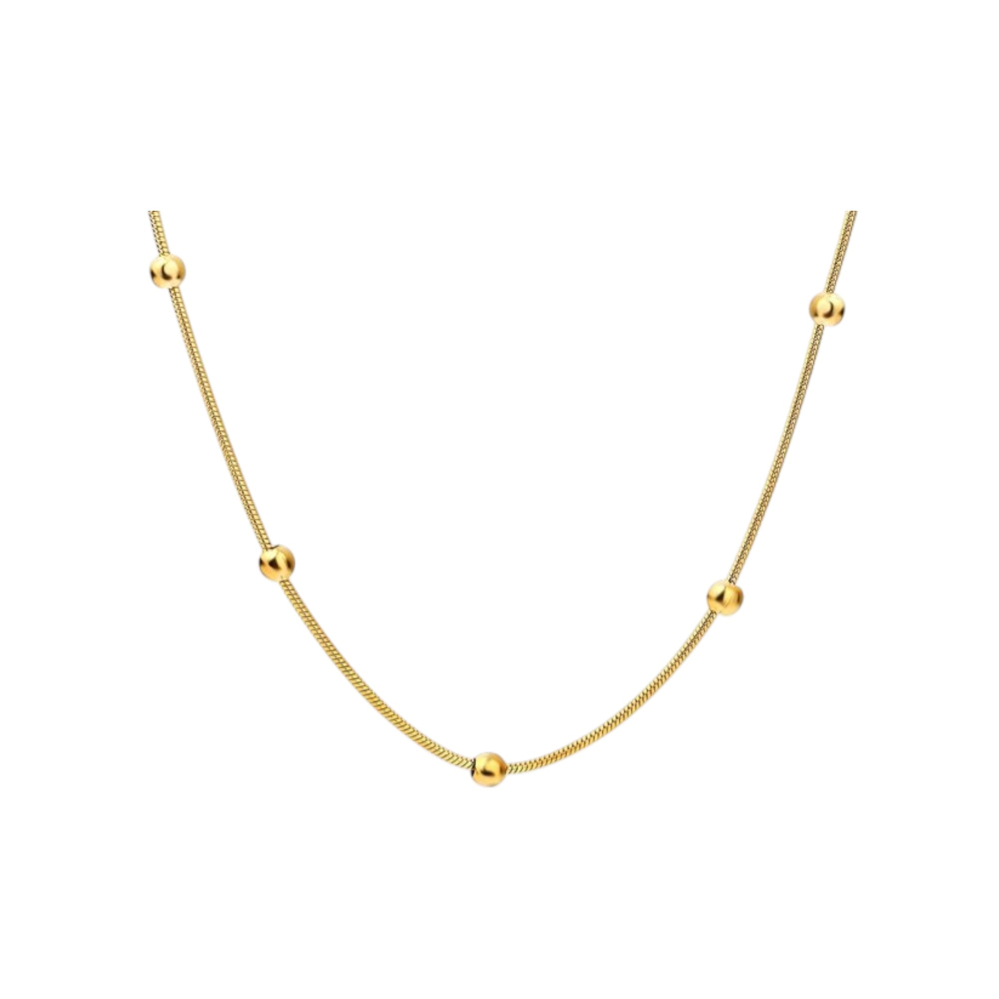 Gold Beaded Snake Chain Necklace