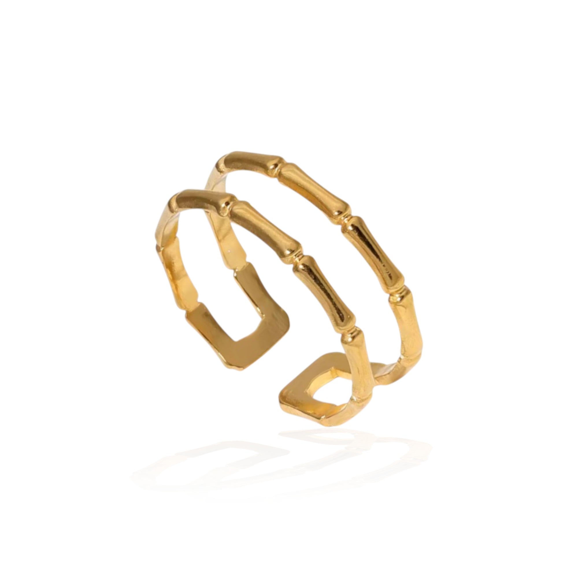 Calienne Bamboo Stack Ring – Gold