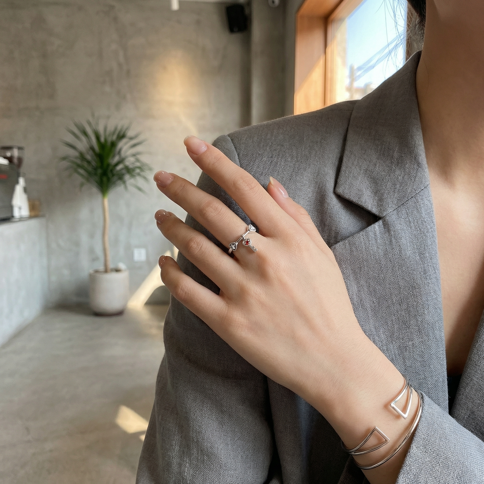 Cléa Heart Key Ring – Sterling Silver