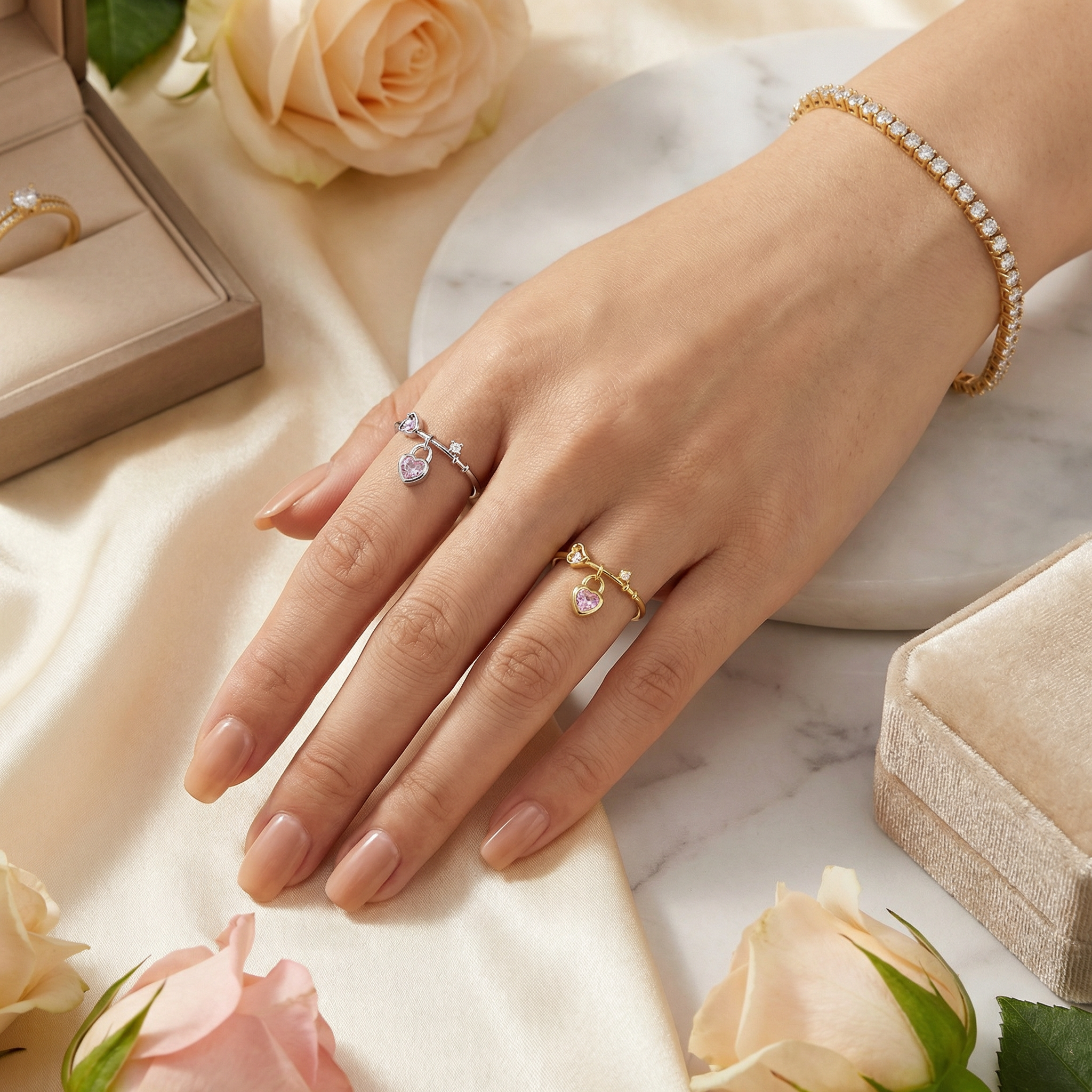 Amora Lock Charm Ring – Gold PVD