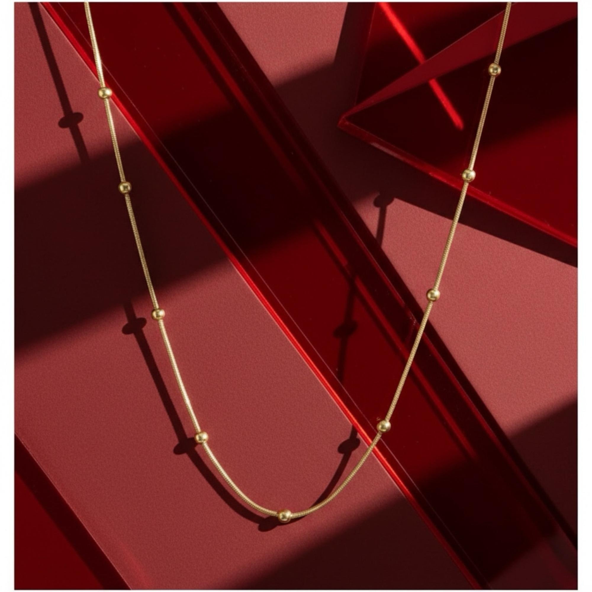 Gold Beaded Snake Chain Necklace