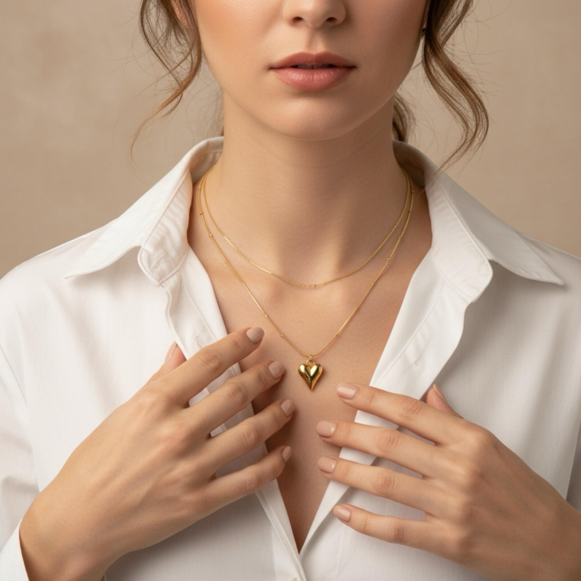 Double Heart Pendant Necklace