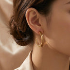 Enamel C Shape Hoop Earrings