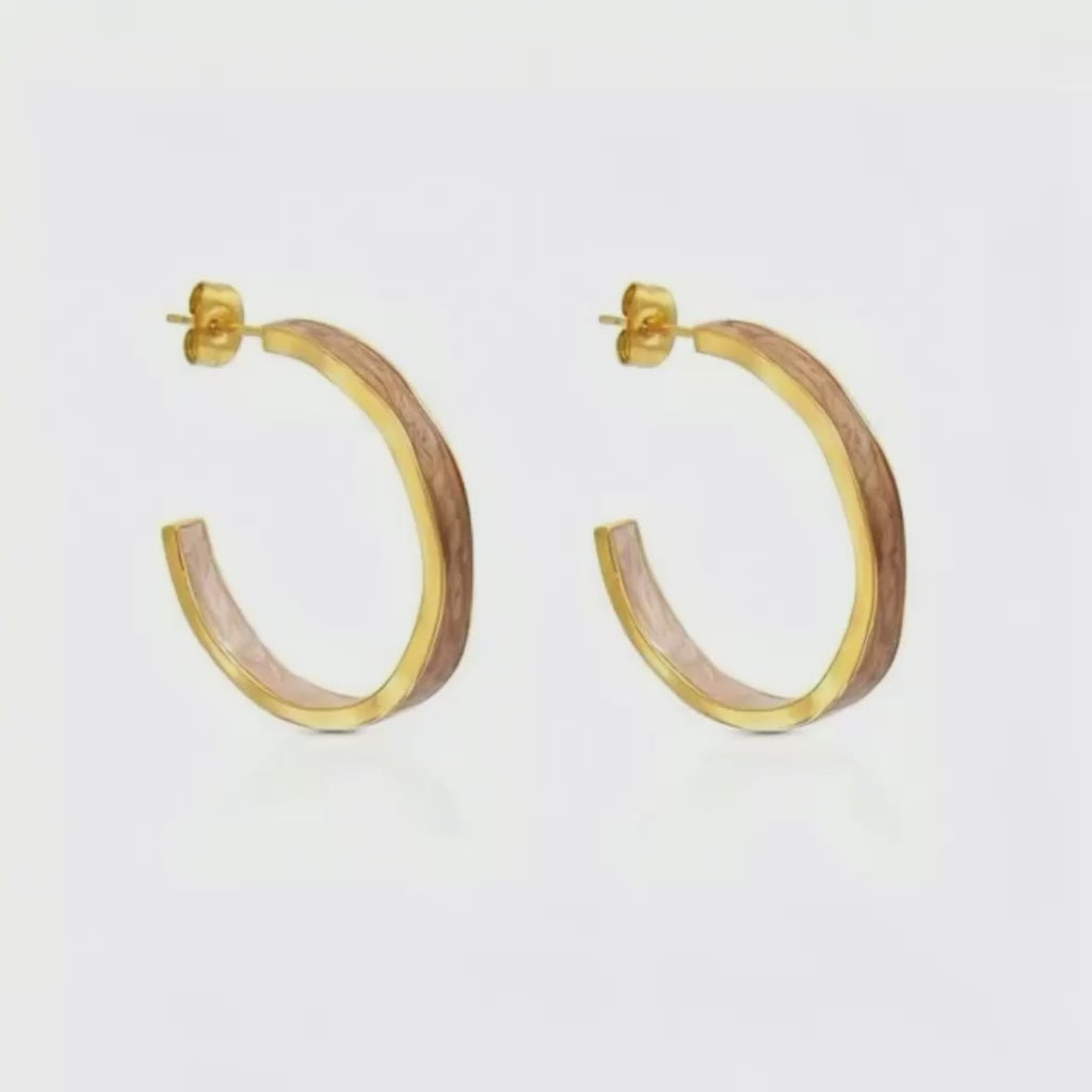 Enamel C Shape Hoop Earrings